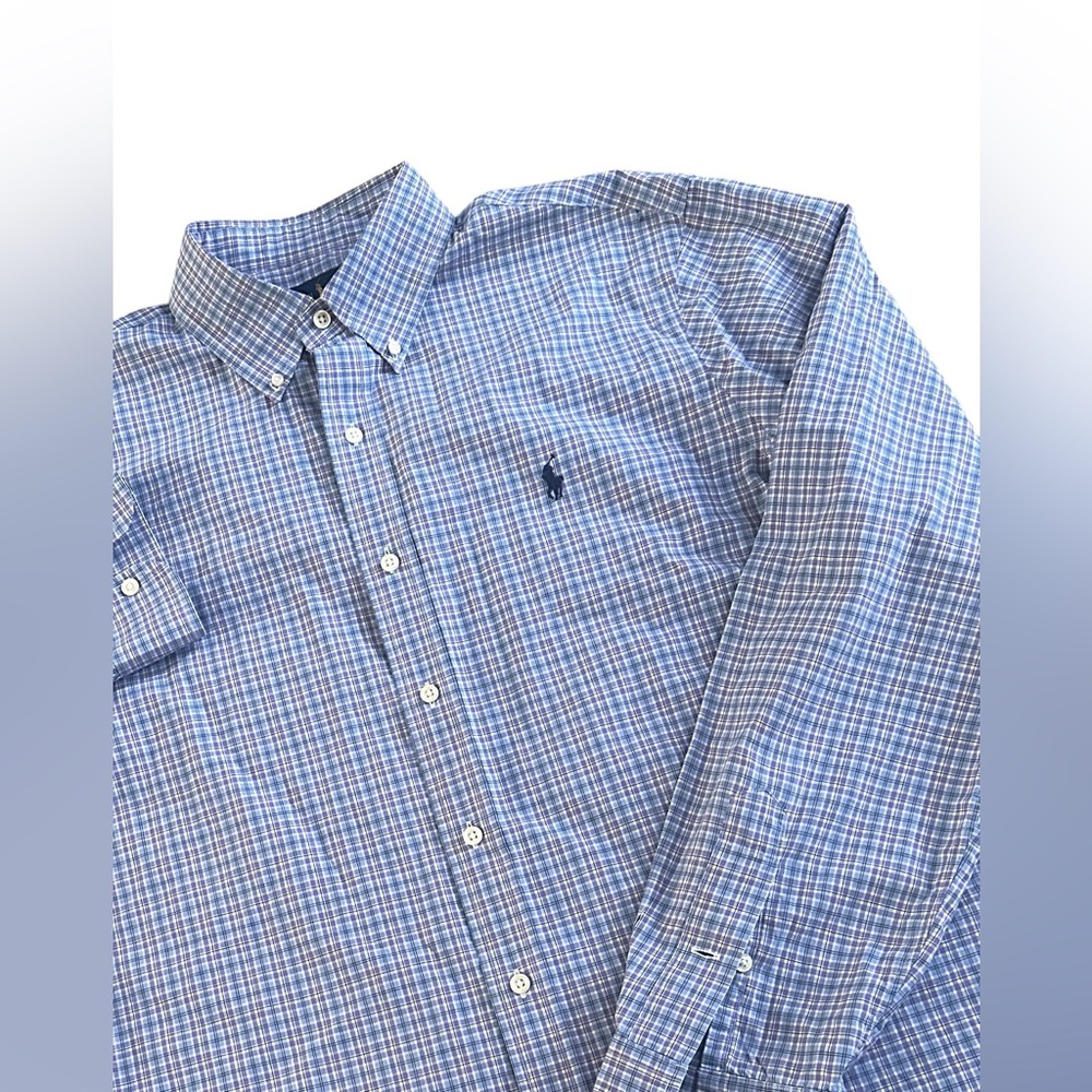 Ralph Lauren Plaid Long Sleeve Button‎ Down Shirt Mens Large